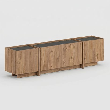 Mobile porta TV da appoggio con ante soft-close Lowen - Legno Naturale (1/5)