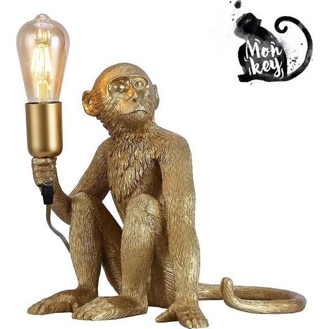 Carmdering Designer-Schreibtischlampe aus Kunstharz, in Form eines Affen – Gold