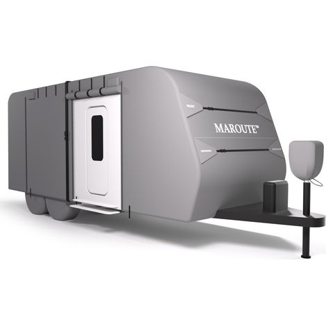 Bâche camping-car/caravane 7 couches imperméable et respirante – Protection UV, coupe-vent – Avec housses de gouttière, protection pneus, housse vérin, réparation – Gris, 27-30 pieds (1/5)