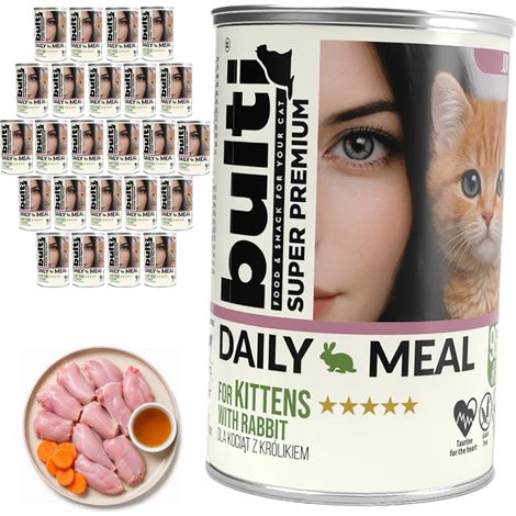 Alimento húmedo diario BULTI para gatitos, sabor conejo, 24 x 400 g. (1/2)