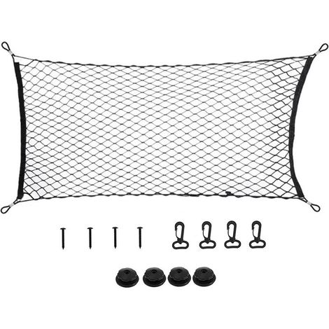 Reno – Red de almacenamiento para coche 120x70cm – Nylon elástico para asegurar el equipaje – Fácil instalación con ganchos incluidos (1/5)