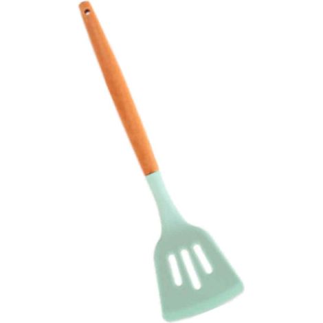 1 Spatule de cuisine, silicone antiadhésif, manche en bois, design compact, pour cuisson et service (1/5)