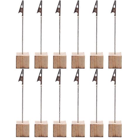 Lot de 12 porte-cartes de visite créatifs, porte-photos, pinces pour notes et mémos-13X2.5CM-Beige