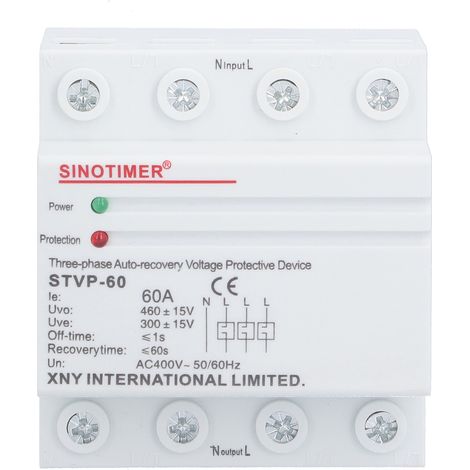 Dispositif de protection de tension triphasé, 4 fils, récupération automatique, protection de reconnexion, AC 400V, 60A (1/5)