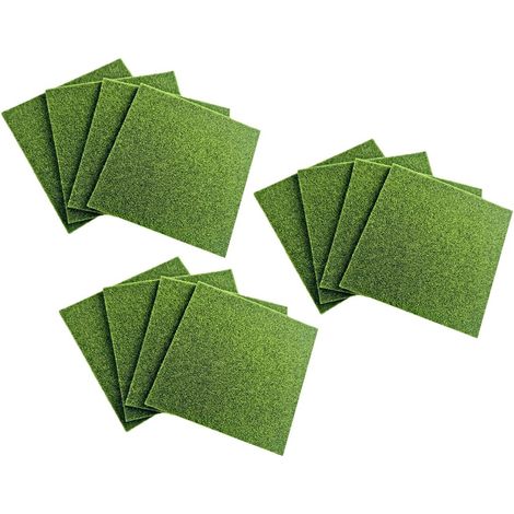 Lot de 12 Gazon Synthétique Artificiel 15x15cm, Fausse Pelouse Miniature pour Jardin Féerique, Tapis Herbe Mousse Réaliste pour Maquette, Bricolage, Décoration Balcon et Maison de Poupée, Vert Vif (1/5)