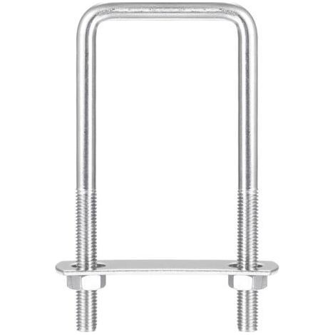 Pack of 2 M12 U-bolt lashing brackets in stainless steel - 60x150mm - with counterplate and M12 nuts - lashing brackets for trailers, trucks, vans, roof bars (1/5)