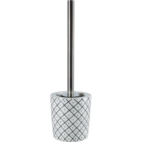 Brosse Wc avec support Porcelaine VISBY Noir & Blanc Spirella