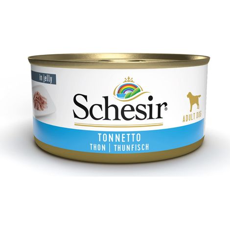Schesir, Cibo Umido per Cani Adulti al Gusto Tonnetto Preparato in Morbida Gelatina - Totale 2,7Kg (18 Lattine da 150G) (1/4)