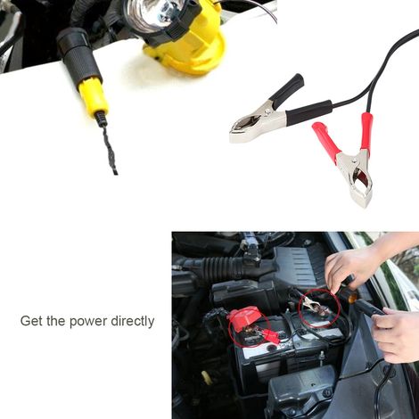 Adaptateur allume-cigare 12V avec pinces batterie, clips pour charge auxiliaire, prise accessoire 12 volts (1/5)