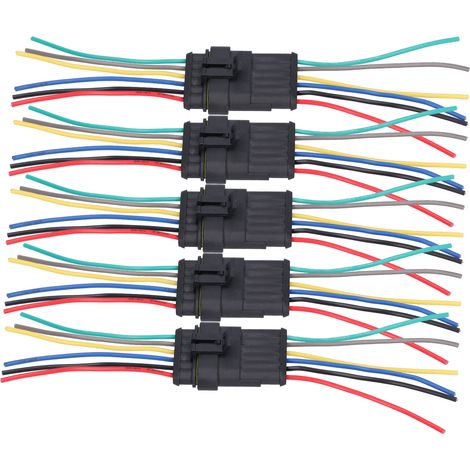 Connecteur électrique automobile 5 voies étanche, ignifugé, résistant et antioxydant (6P) (1/5)