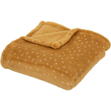 COPERTA FLANELLA 100x75cm gialla con triangoli MORBIDA (1/3)