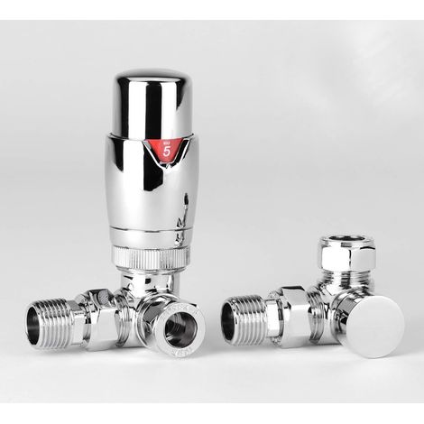 Kiev Corner Designer Thermostatic Radiator Valve TRV with Sofia Lockshield (1/2)