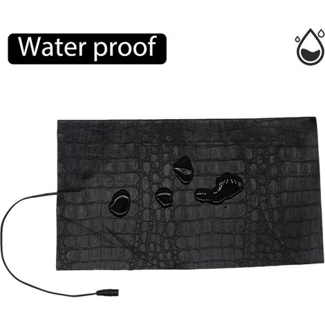 Coussin chauffant USB, cuir, résistant aux rayures, résistant à l'eau, coussin isolant pour reptiles, trois réglages de température (15-22 degrés Celsius), motif crocodile noir. (1/5)