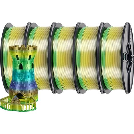 Filament 3D en PLA soyeux Arc-en-ciel, 5kg Soyeux Bonbon, 5kg Soyeux Forêt (1/2)