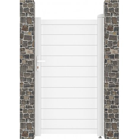 Portillon battant aluminium blanc 100x173 cm serrure incluse (1/5)