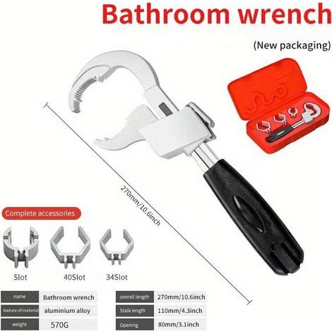 À Molette Universelle À Double Extrémité En Alliage D'Aluminium À Fourche Salle De Bain Plomberie Robinet Et Évier Outil De Réparation (1/5)