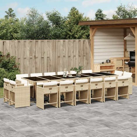Ensemble à manger de jardin et coussins 17 pcs-Salon de jardin beige 954285 (1/5)