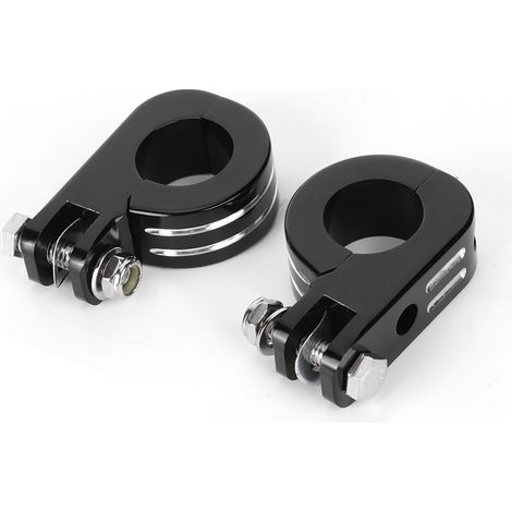 Silberne und schwarze 32-mm-Pedalstützen für Harley Touring Dyna (1986-2018) (Paar) (1/5)