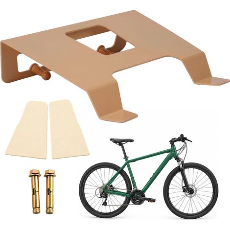 Relaxdays soporte de pared bici, bandeja y ganchos, 3 en 1, hasta 30 kg, 9,5x35x30,5 cm, acero y madera, blanco (1/5)