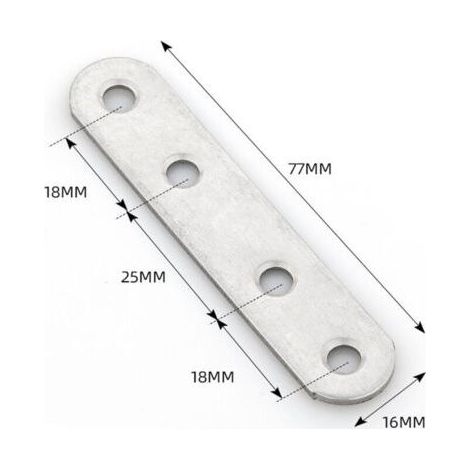 20 PCS Plaques d'assemblage perforée plates (77 x 16 x 1.8mm) Plaques de raccord Plaques de connexion, Supports de Fixation Droits Plats Métalliques, en acier galvanisé (1/3)