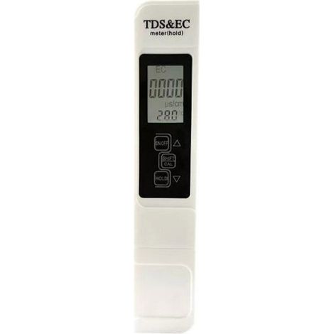 Testeur TDS 3-en-1 pour piscine – mesure TDS, conductivité et température, avec fonction ATC, écran numérique, couleur blanche (1/4)