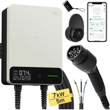 Chargeur EV, 7,4 kW, Câble de Charge Type 2, Courant Réglable (1/2)