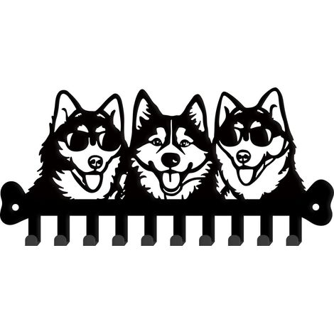 Llavero de pared con forma de perro, 10 ganchos, organizador de llaves de metal, ganchos para correa de perro, Hogar y cocina (1/5)
