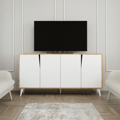Roomart OSPINA Mehrzweckschrank 180 cm breit, Weiß-Eiche (1/5)