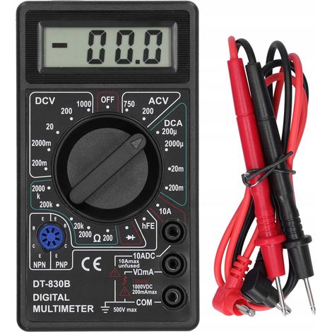 Rosfix DT-830B – Digitales Multimeter  LCD-Display, AC/DC Spannung, Stromstärke, Widerstandsprüfung  Universell für Elektriker, Heimwerker  Elektronik-Messgerät