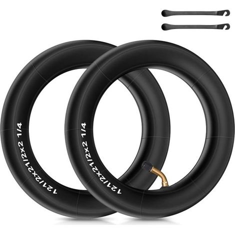Lot de 2 Chambre à Air, 12 1/2"x 2 1/4" Chambres à Air 45° Compatible Pneu Gonflable pour Trottinette Vélo Pliable Poussette (1/4)