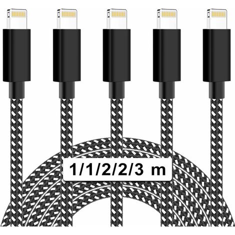 5 Pack Lightning Nylon Braided Charging Cables for iPhone 11 / 11Pro / 11Pro MAX / X / XS MAX / XR / 8/8 plus / 7/7 plus / 6S / 6S plus / 6/6 Plus / SE (1/5)