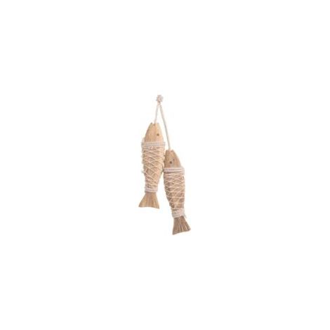 Pendentif poisson en bois, décoration suspendue style marin, sculpture rustique, modèle petit format (1/5)