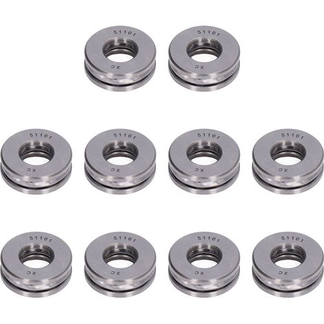 Lot de 10 Roulements à Billes Axiaux Plats Haute Précision, Métal Miniature Détachable, Jeu de Roulements 51101 (1/5)