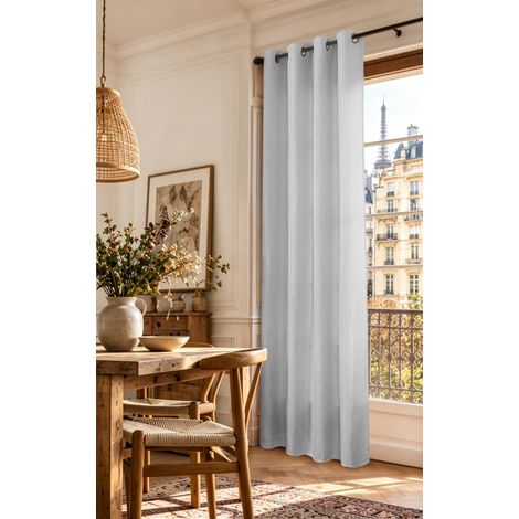 Rideau à œillets 140 x 240 cm "Victoria" fils teints jacquard (1/5)