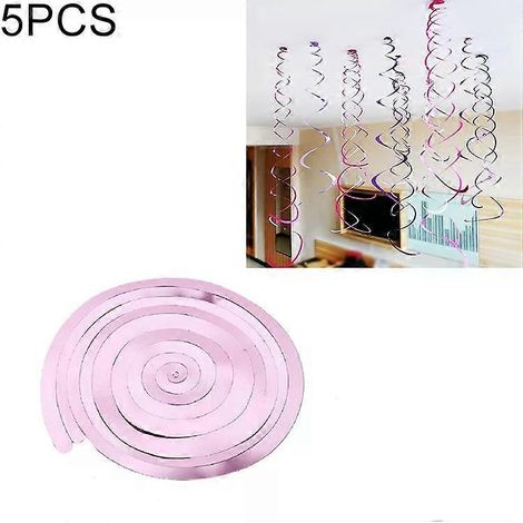 Ornements en spirale en PVC rose clair - Lot de 5 décorations à paillettes suspendues de 70 cm pour Noël et les fêtes (1/5)