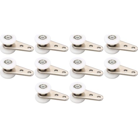 10 Galets de Roulement en Nylon 23mm avec Support en Acier Inoxydable pour Porte Coulissante et Fenêtre, Blanc (1/5)