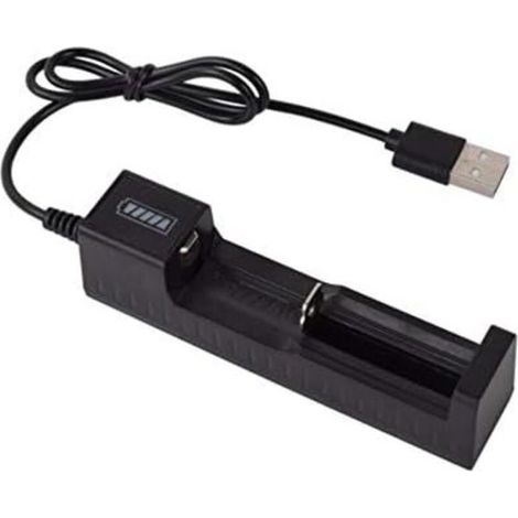 Lithium-Akku-USB-Ladegerät, Zubehör für Taschenlampen, 18650- und 26650-Akkus, intelligentes 3,7-V-Lithium-Akku-Ladegerät, Schwarz (1/5)