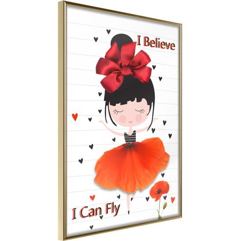 Affiche Murale Encadrée "Poppy Dancer" 40 x 60 cm Or (1/2)