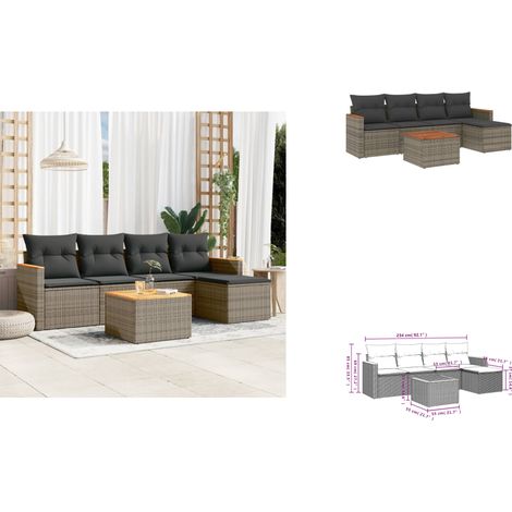 Salon de jardin 6 pcs avec coussins gris résine tressée - Ensemble Salon De Jardin - Meuble Extérieur - Résine Tressée - Rotin Synthétique - Mobilier De Jardin (1/3)