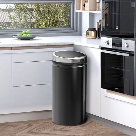 Sensor Mülleimer 42 L automatisch aus Stahl Schwarz OKMYHOME (1/4)