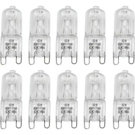 (Transparent)Lot de 10 Ampoules Halogènes G9 - Blanc Chaud 25W AC 230V (1/4)