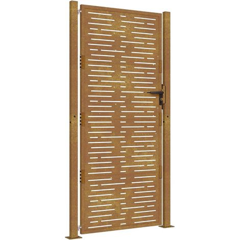 Puerta de jardín 100x175 cm de acero corten con diseño cuadrado vidaXL (1/5)