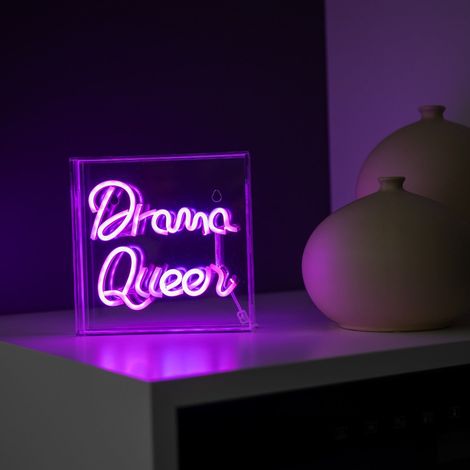 WD LifeStyle Insegna Neon con Cornice in Plexiglass 18 x 18 Cm Decoro Drama Queer
