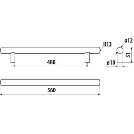 Rail RE10, or satiné, 480 mm (1/2)