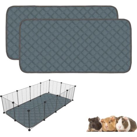 Juego de 2 alfombrillas absorbentes, impermeables, antideslizantes y reutilizables para jaula de cobayas, 122 x 61 cm.
