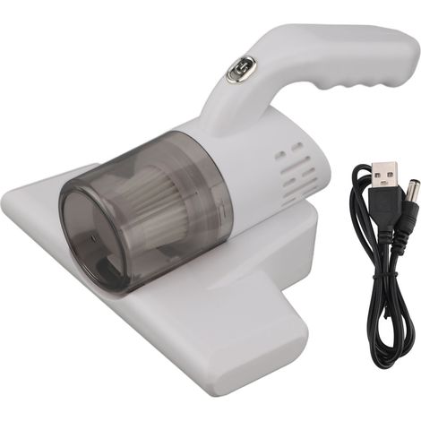 Aspirateur de lit portatif sans fil pour matelas, lampe ultraviolette, appareil de nettoyage pour oreillers, draps, canapés, peluches, blanc (1/5)