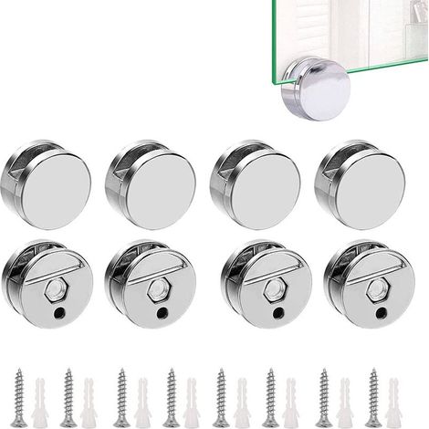8 Pièces Pinces en Verre pour Miroir Rondes Clips de Miroir pour Salle de Bains en Alliage de Zinc Charge 15kg avec Vis - 22mm (1/5)