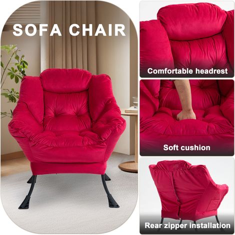 Fauteuil paresseux,fauteuil relaxant avec cadre métallique et poche latérale,fauteuils confortables de style simple pour chambres,salon,balcon(GO) (1/5)