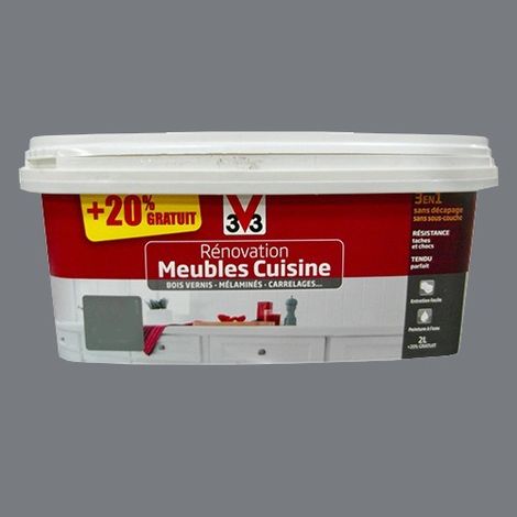 V33 Rénovation Meubles Cuisine (Bois vernis-Mélaminés-Stratifiés) Brillant Carbonate 2,4 L (1/2)