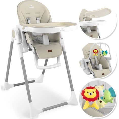 KIDIZ® 3in1 Hochstuhl Kinderhochstuhl inkl. Spielbügel Babyliege Kombihochstuhl Babyhochsitz 7 höhenverstellbar Verstellbare Rückenlehne Beige